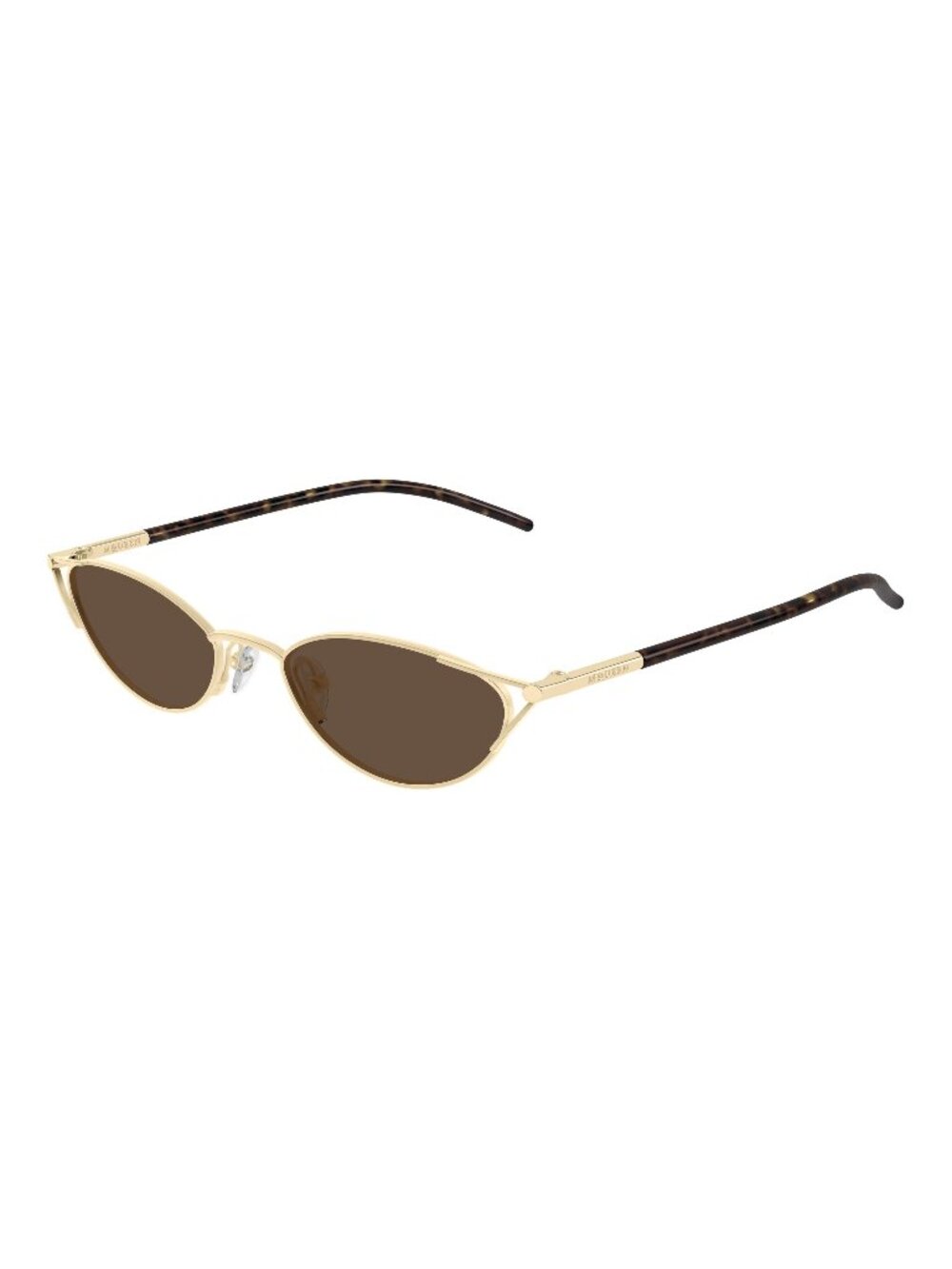 New Alexander McQueen Women's Sunglasses Gold Brown Lens Metal Frame AM0563S 002